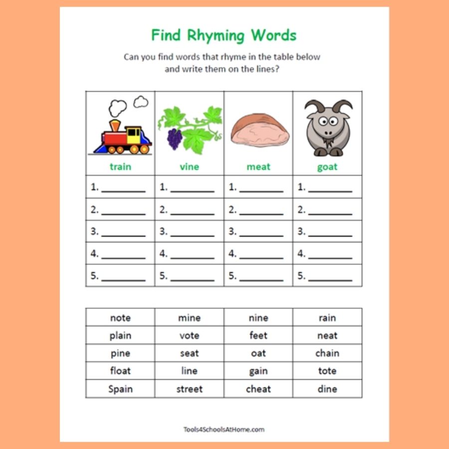 Rhyming Words Games and Activities Tools 4 Schools at Home
