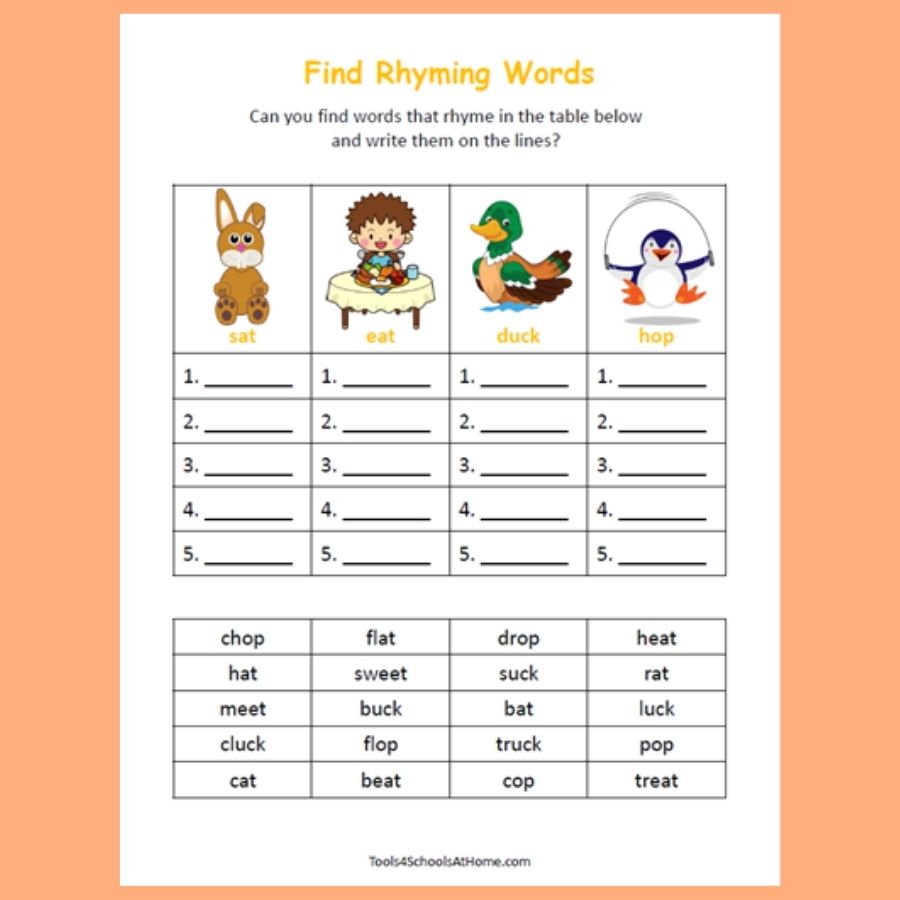 Rhyming Words Games and Activities Tools 4 Schools at Home